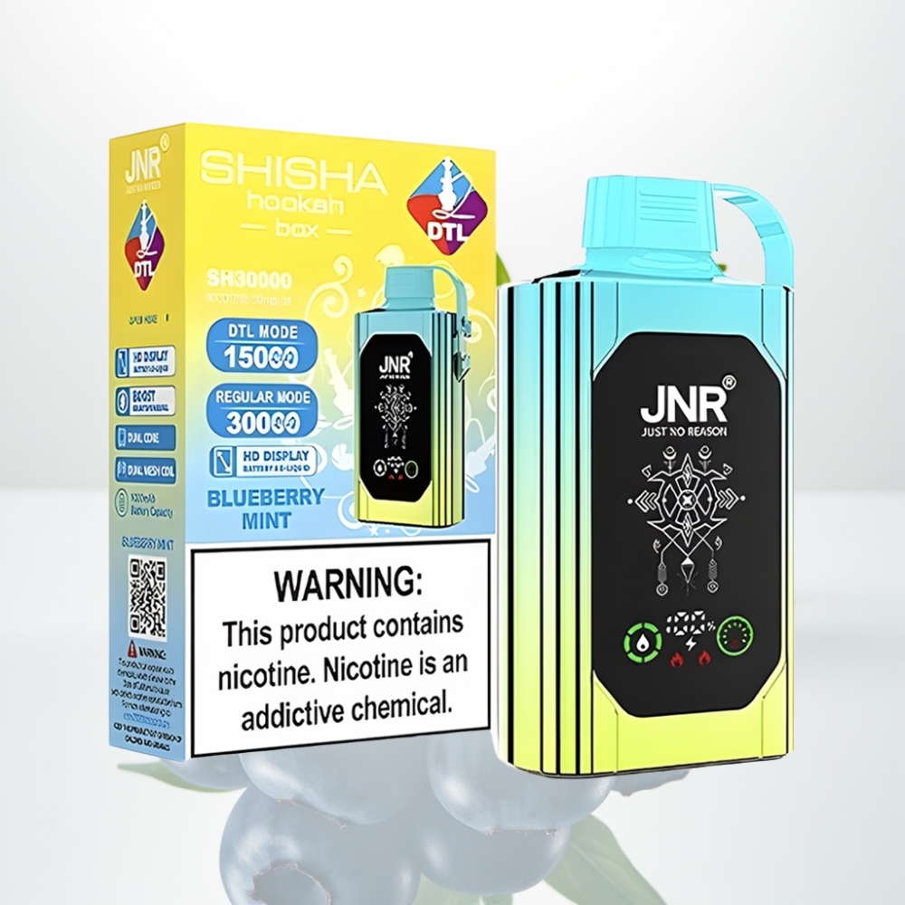 JNR Shisha Hookah Box 20500 Puffs - Menta Arándano Pantalla HD Doble Malla