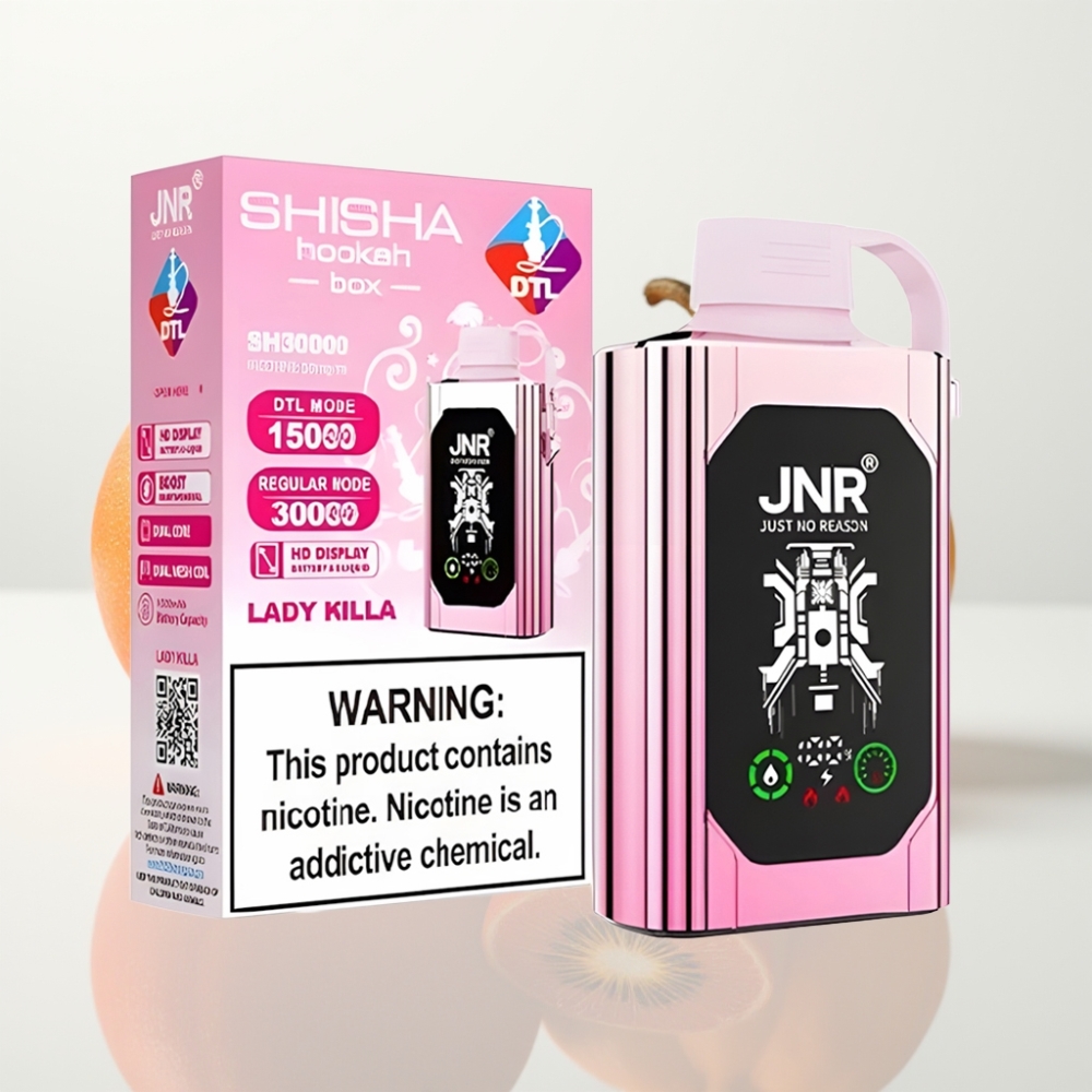 JNR Shisha Hookah Box 20500 Puffs - Pantalla HD 25ml Carga Rápida Tipo-C Sabor Lady Killa