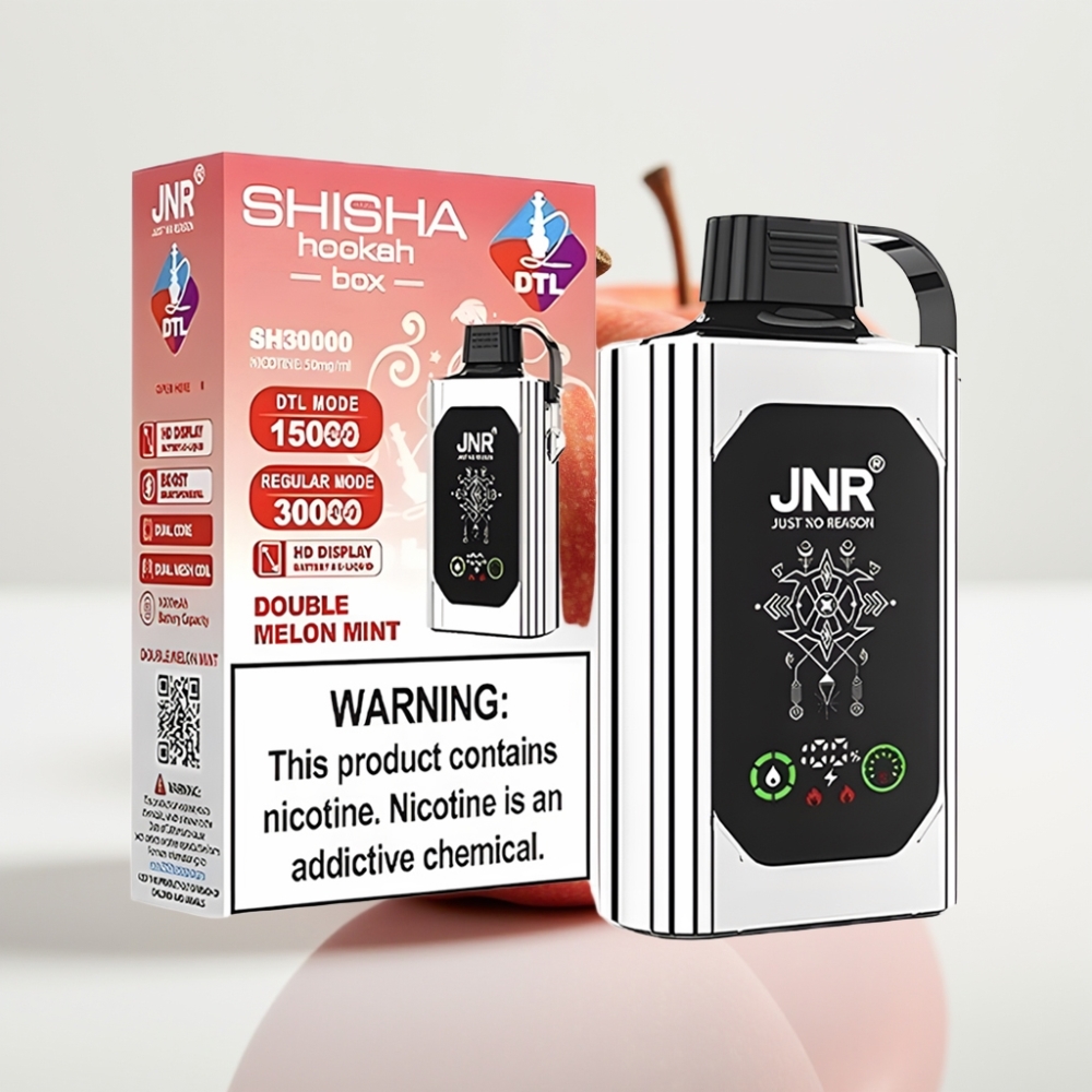 JNR Shisha Hookah Box 20500 Puffs Vape Doble Manzana con Doble Bobina y Pantalla HD