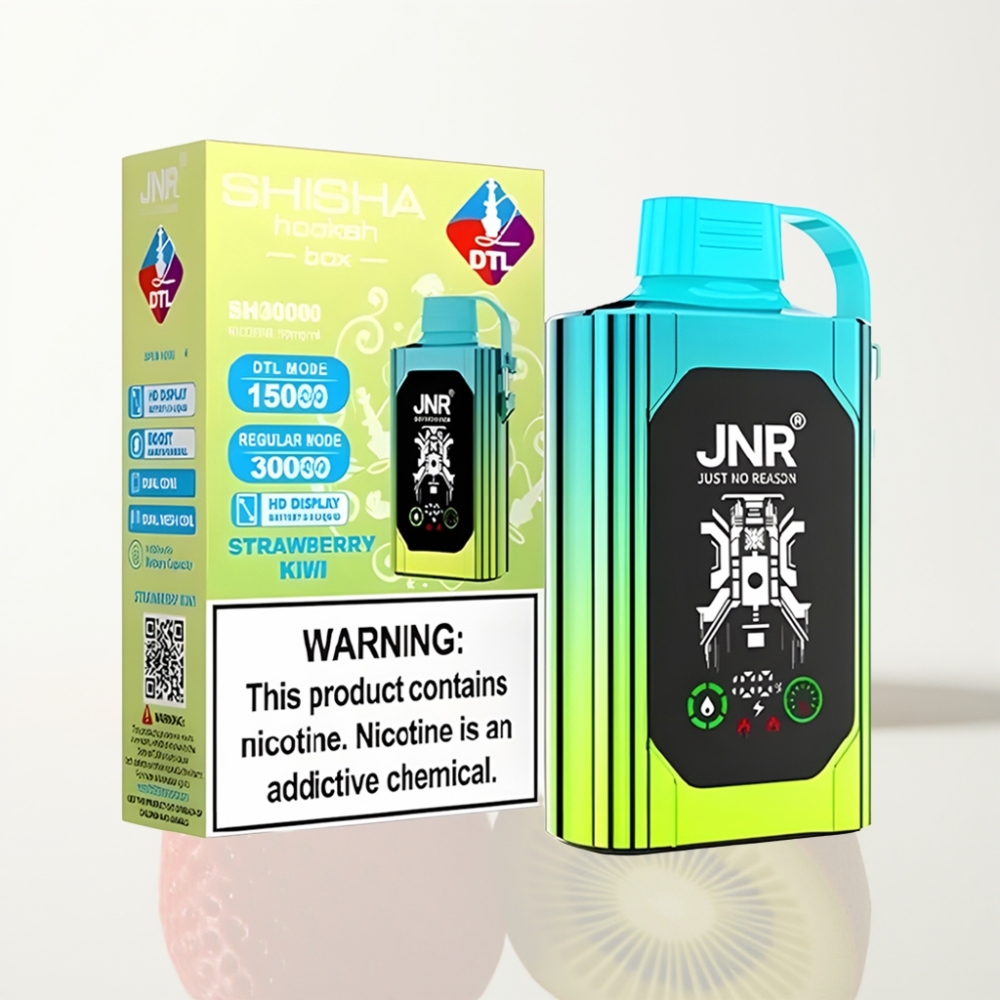 JNR Shisha Hookah Box 20500 Puffs Vape Fresa Kiwi - Pantalla HD Doble Bobina Tipo-C