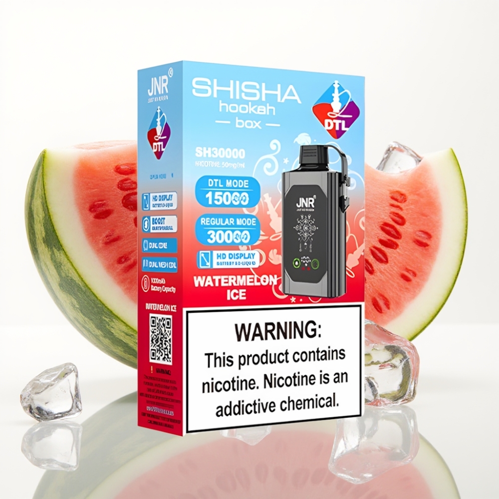 JNR Shisha Hookah Box 20500 Puffs – Sandía Helada Pantalla HD Carga Rápida Tipo-C