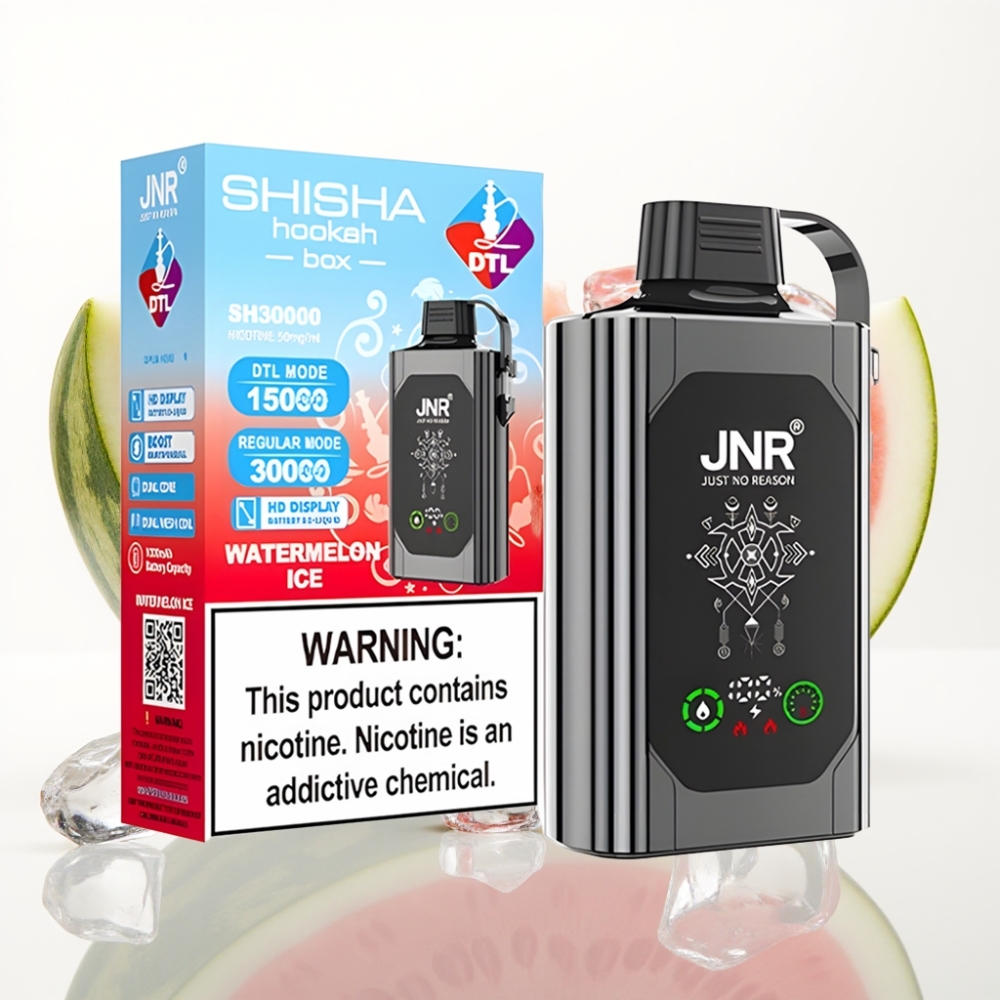 JNR Shisha Hookah Box 20500 Puffs – Sandía Helada Pantalla HD Carga Rápida Tipo-C
