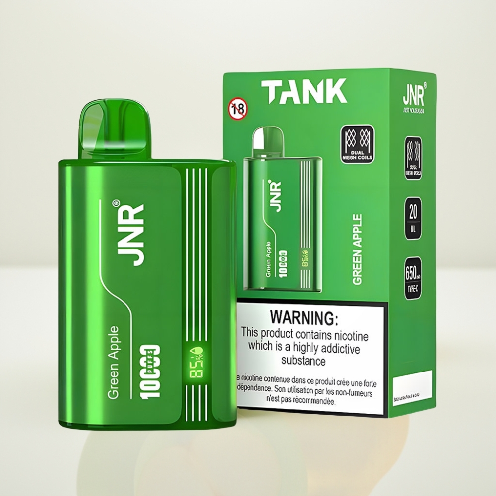 JNR Tank 10000 Puffs Vape Desechable con Ajuste de Aire y Sabor Manzana Verde Melocotón Pera