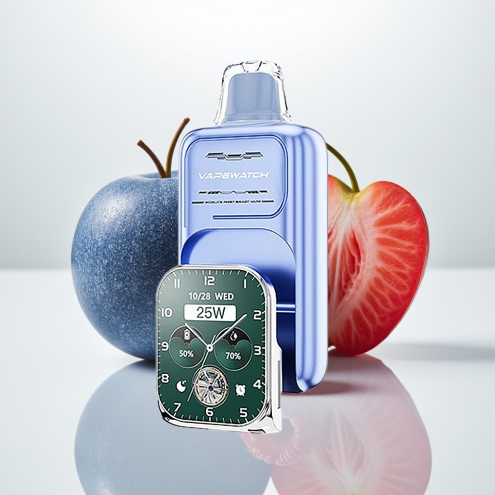 JNR VapeWatch 30000 Puffs Azul Frambuesa Hielo - 19mL 5 Carga Rápida Tipo-C