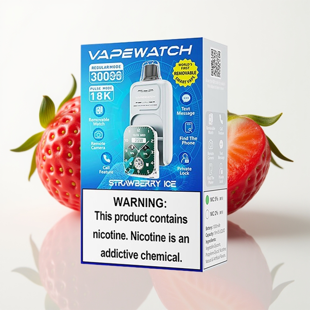 JNR VapeWatch 30000 Puffs Doble Malla Fresa Hielo - 19mL 5 Tipo-C