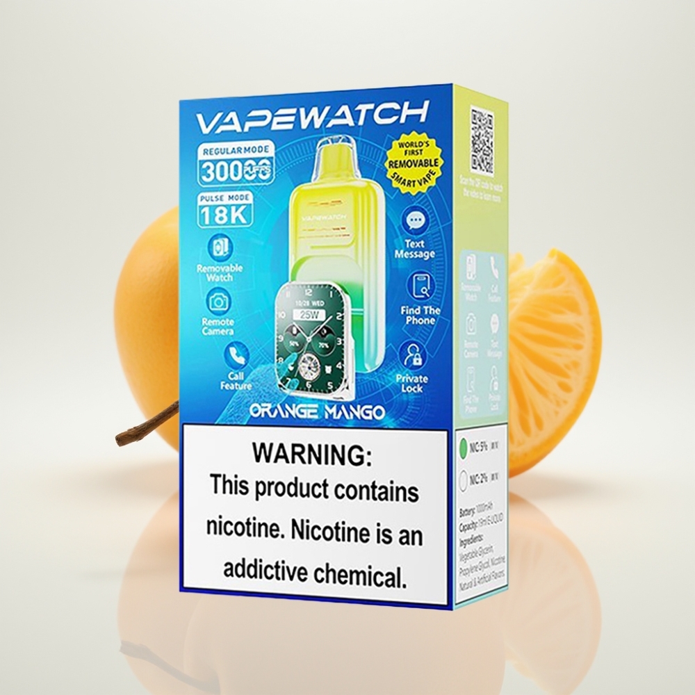 JNR VapeWatch 30000 Puffs Dual Mesh Naranja Mango Tipo-C 19mL