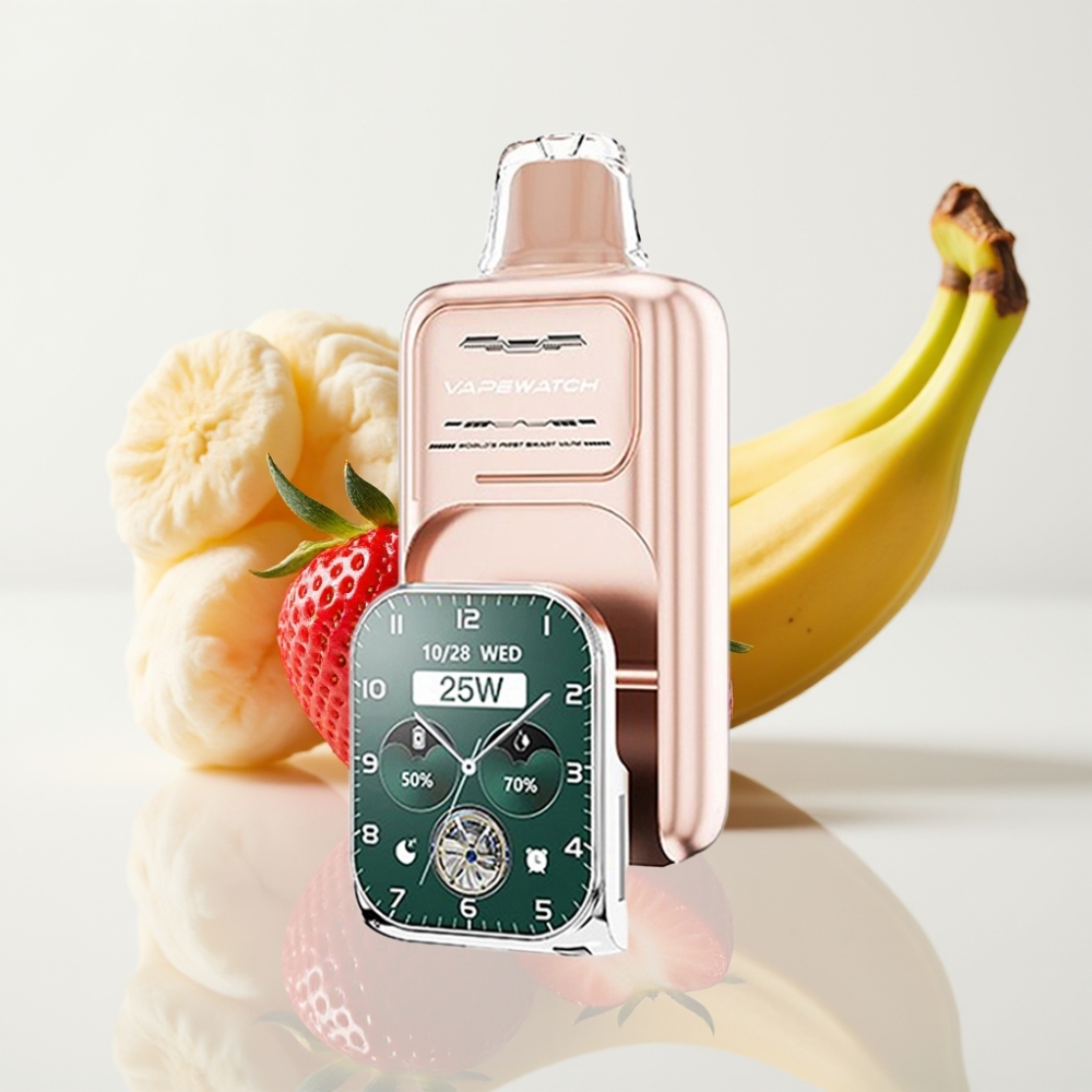 JNR VapeWatch 30000 Puffs Fresa Plátano – Doble Malla Tipo-C 19mL 5 Nic