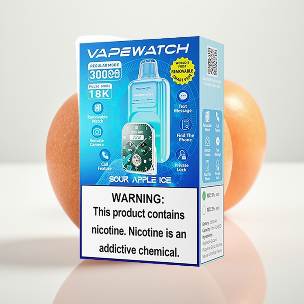 JNR VapeWatch 30000 Puffs Manzana Ácida Hielo - 19mL Dual Mesh - Tipo C