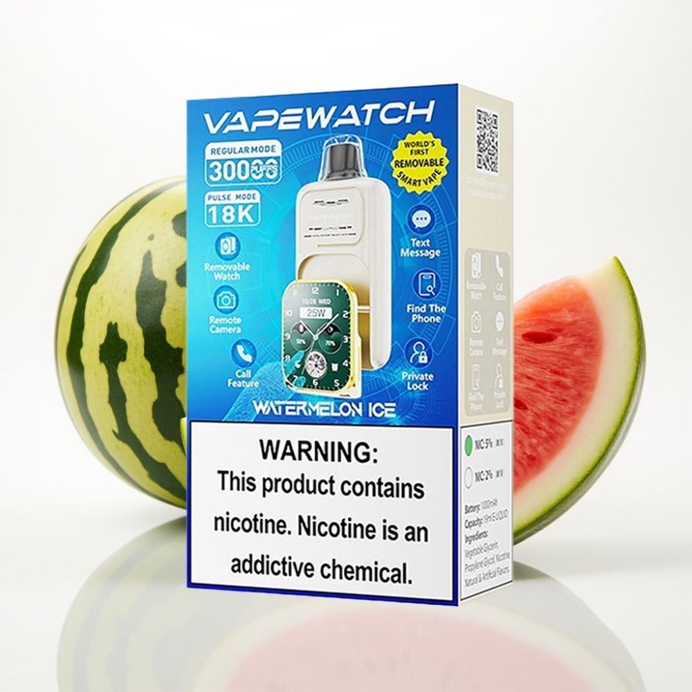 JNR VapeWatch 30000 Puffs Sandía Helada - 19mL Doble Malla Tipo-C