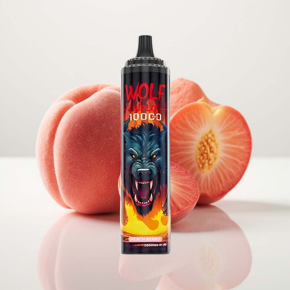 JNR Wolf Niplo 10000 Puffs Vape Duradero Sabor Melocotón y Baya 20ml Tipo-C