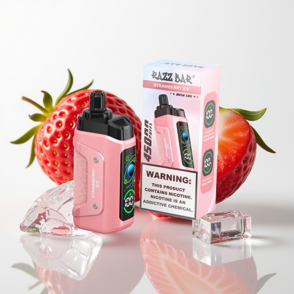 Razz Bar 45000 Puffs Vape Desechable Fresa Helada con Batería Recargable y Bobina Mesh