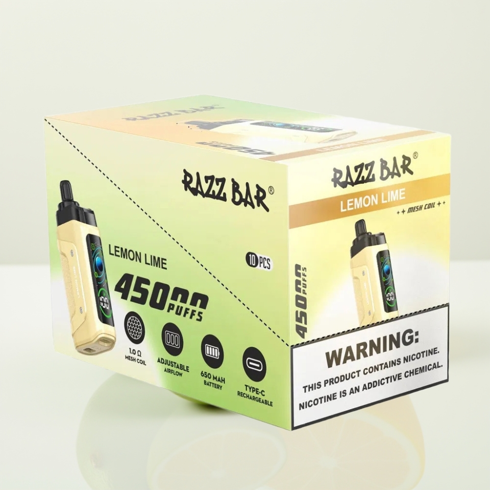 Razz Bar 45000 Puffs Vape Desechable Limón Lima con Bobina Mesh 10 Ohm