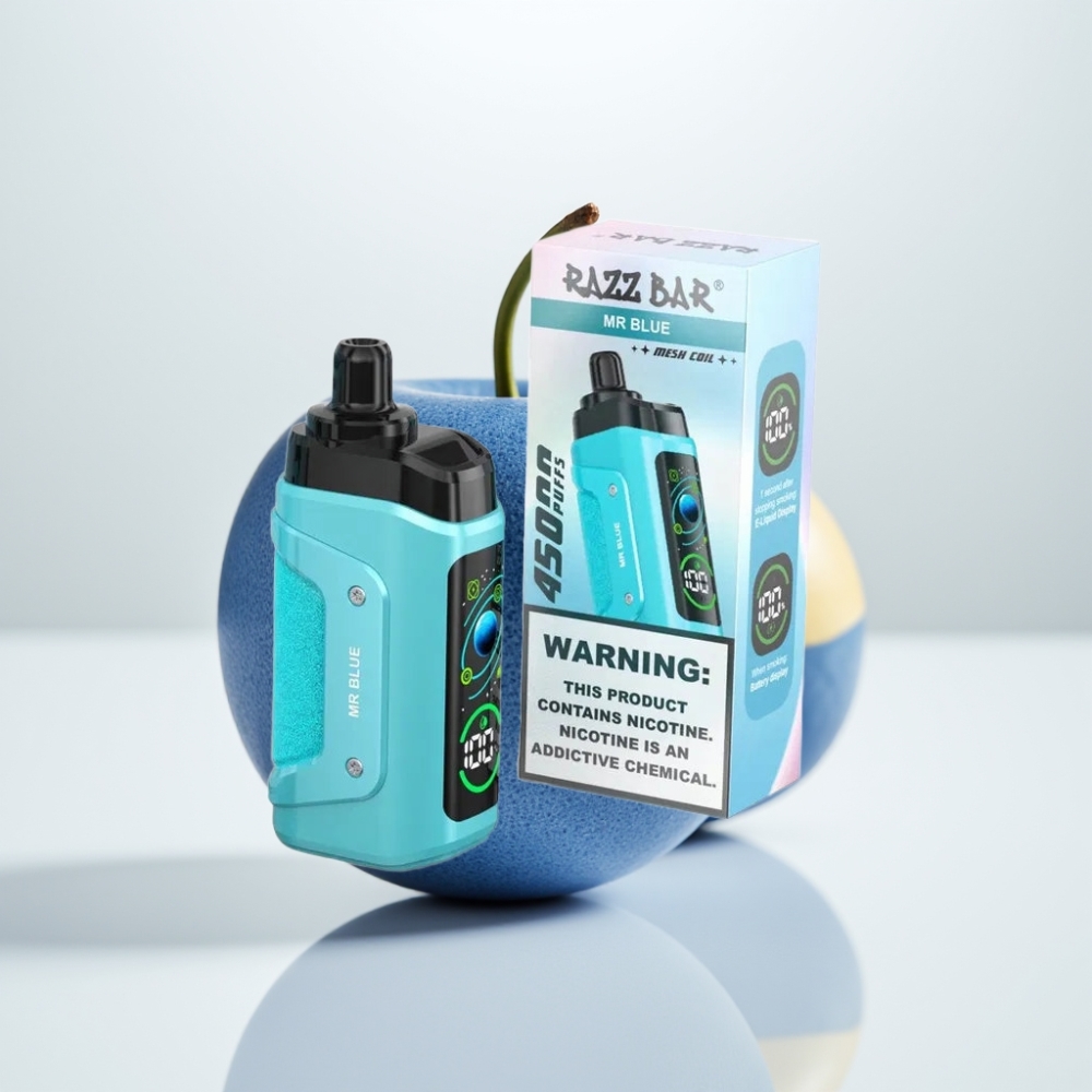 Razz Bar 45000 Puffs Vape Desechable Sr Azul con Bobina Mesh 10 Ohm