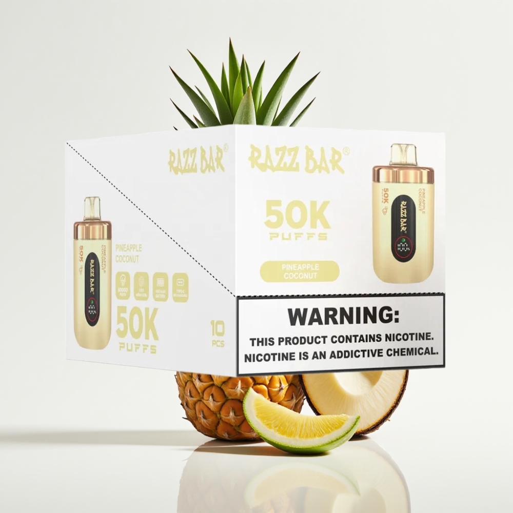 Razz Bar 50K Puffs Desechable Vape Piña Coco con Batería Recargable