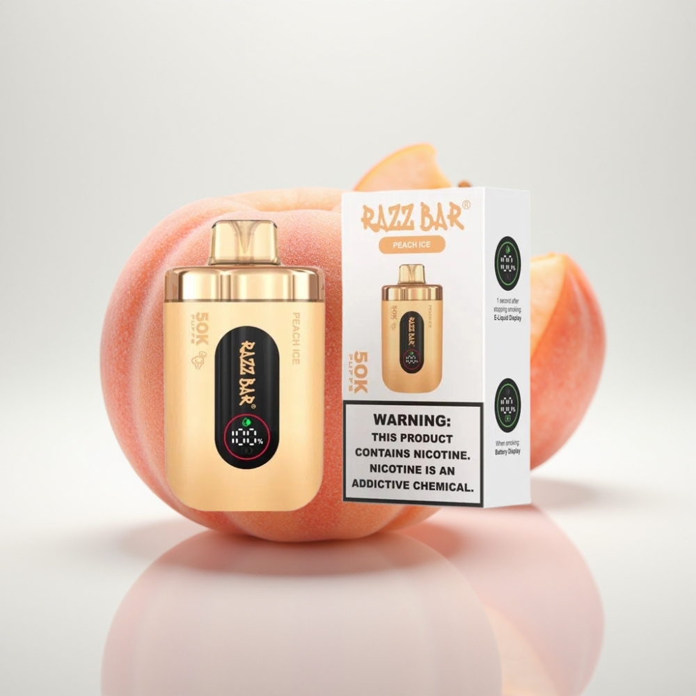 Razz Bar 50K Puffs Vape Desechable - Durazno Helado Recargable Tipo-C 2 Nicotina
