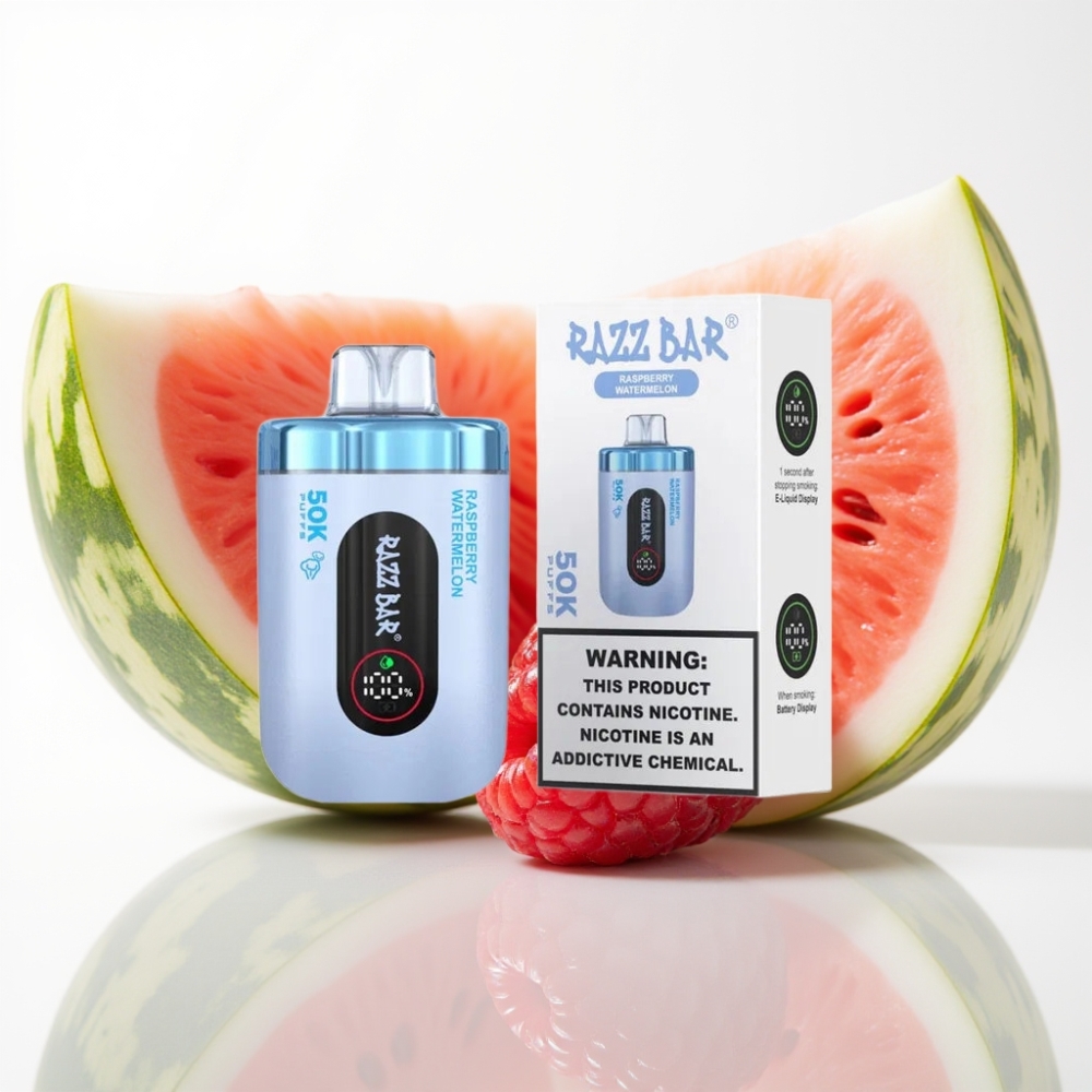 Razz Bar 50K Puffs Vape Desechable Frambuesa Sandía - 10 Ohm Tipo-C