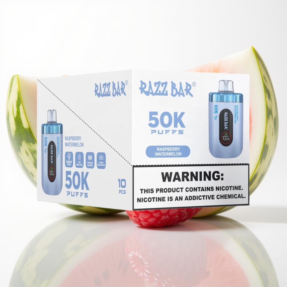 Razz Bar 50K Puffs Vape Desechable Frambuesa Sandía - 10 Ohm Tipo-C