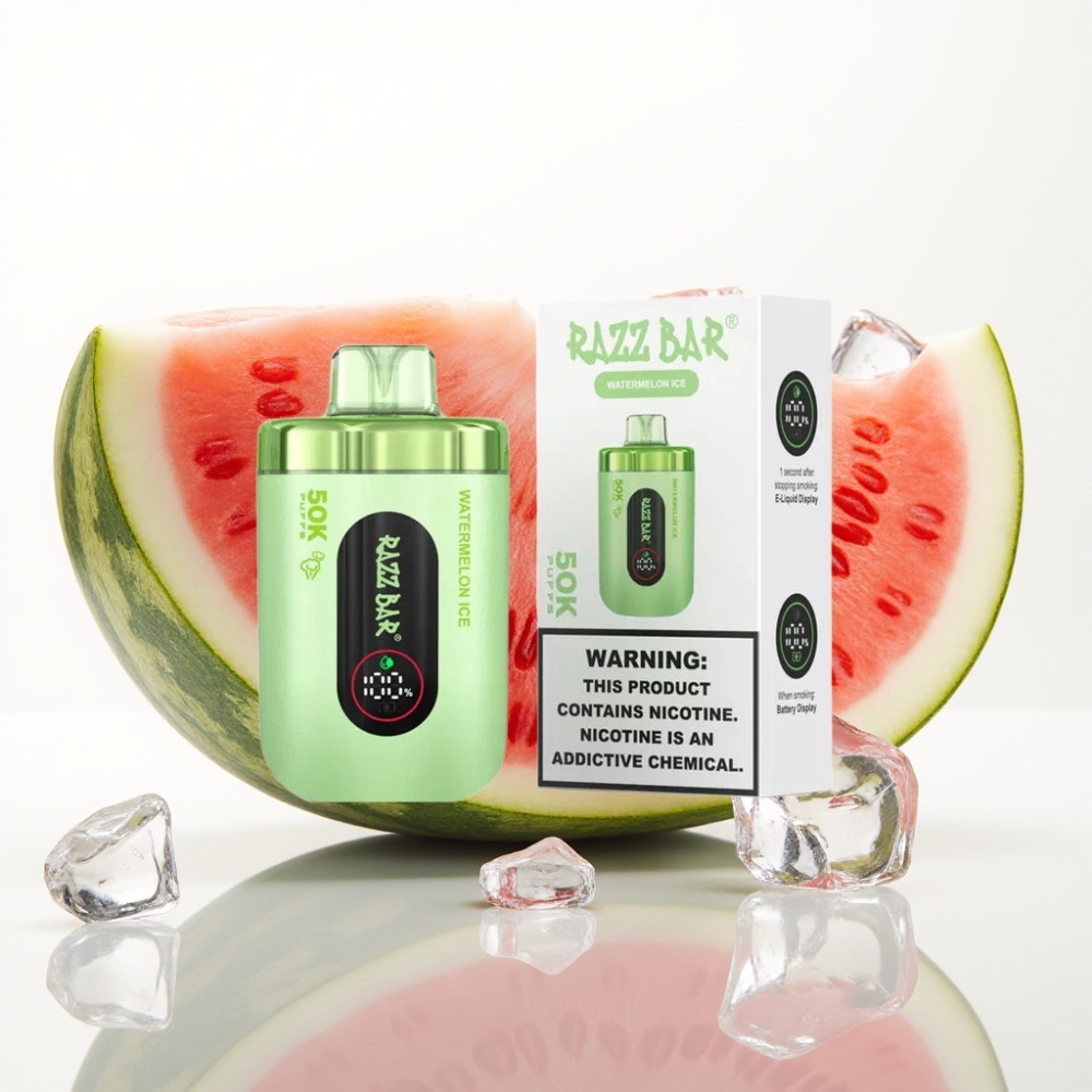 Razz Bar 50K Puffs Vape Desechable Sandía Helada - 2 Nicotina Carga Tipo-C