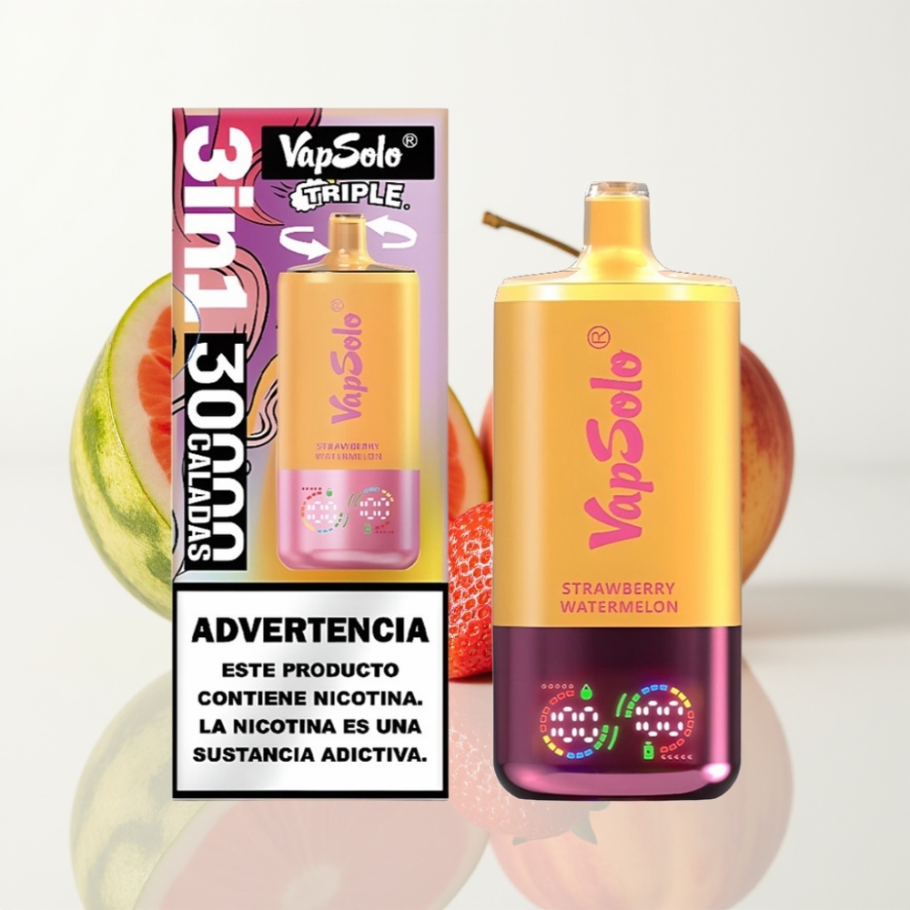 VapSolo Triple 30000 Puffs - Fresa Sandía  Limón Melocotón - 40ml