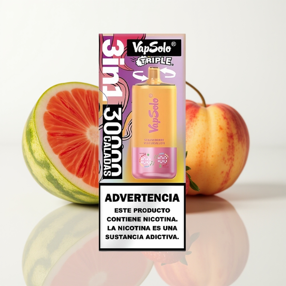VapSolo Triple 30000 Puffs - Fresa Sandía  Limón Melocotón - 40ml