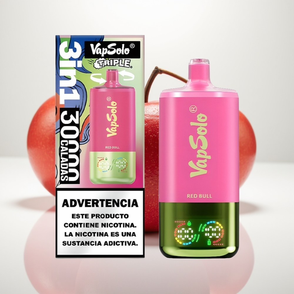 VapSolo Triple 30000 Puffs – Toro Rojo 40ml Tipo-C 3 Tanques