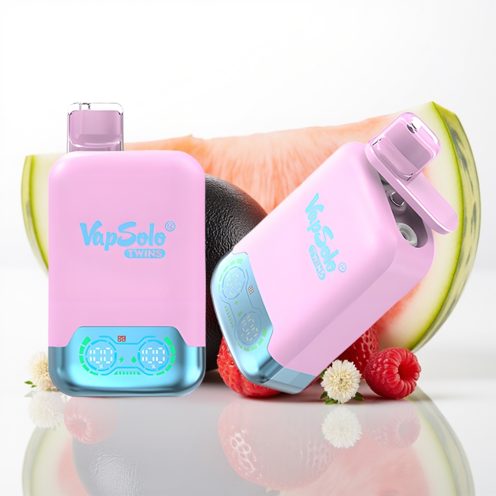 Vapsolo Twins 20000 Puffs Doble Tanque – Fresa Frambuesa  Sandía Hielo Negro