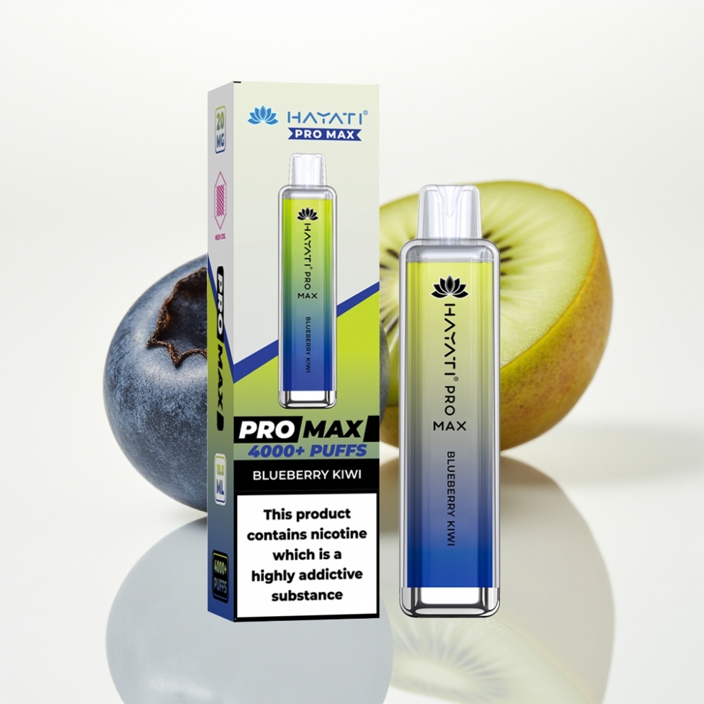 Hayati Pro Max 4000 Puffs Vape Desechable Recargable con Sabor Arándano Kiwi