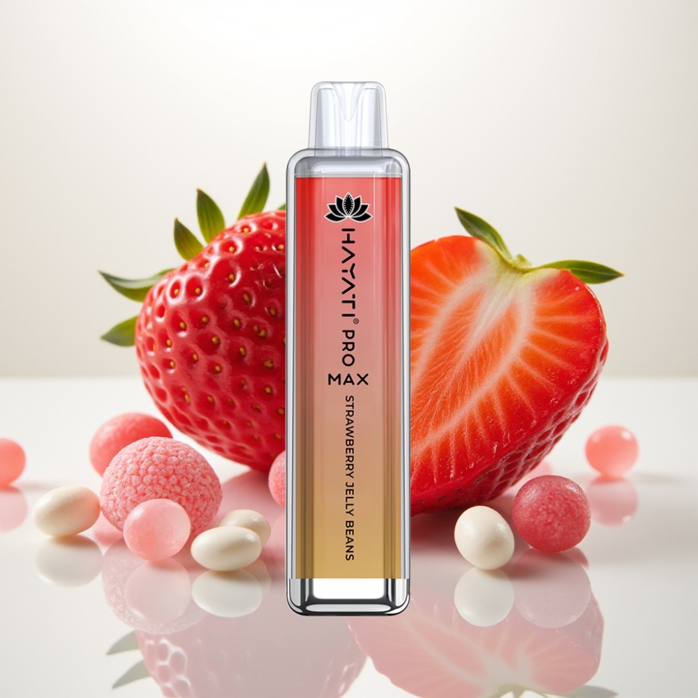 Hayati Pro Max 4000 Puffs Vape Desechable con Sabor a Frijoles de Fresa, 5% Nicotina, Batería 1400mAh