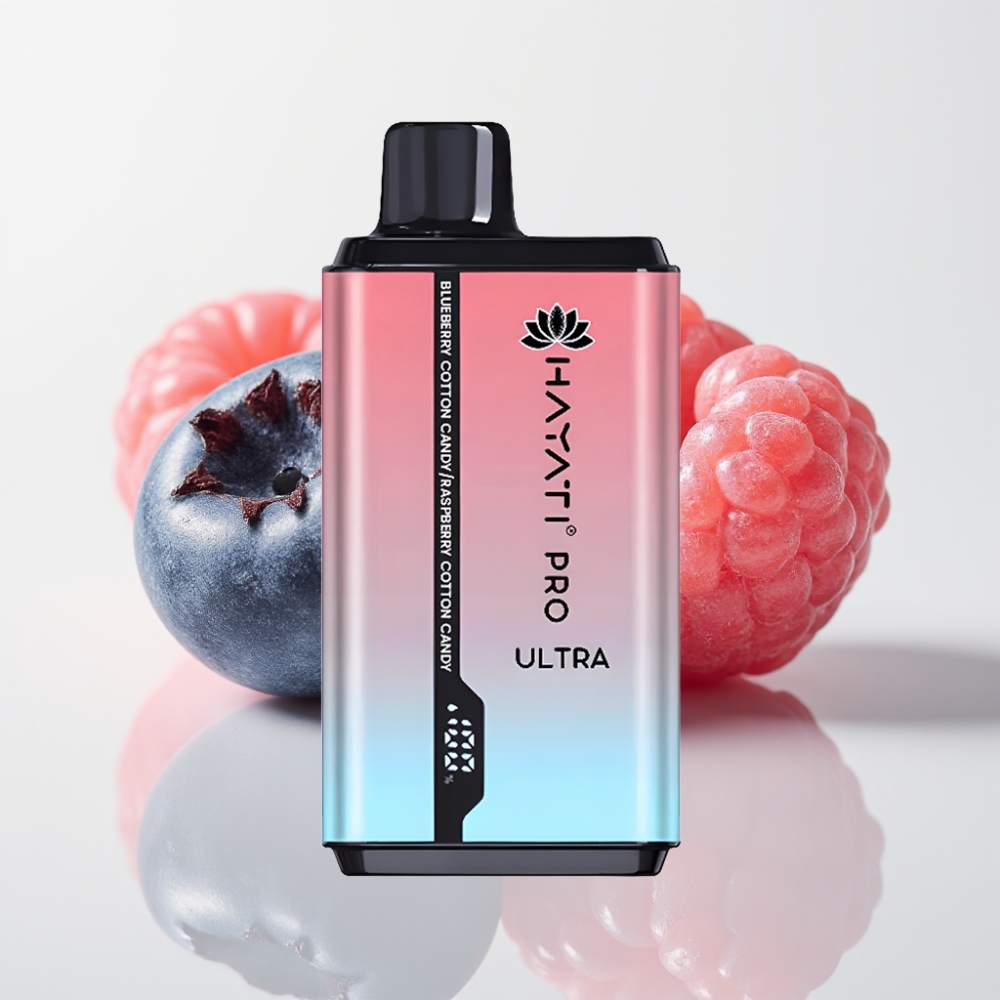 Hayati Pro Ultra 15000 Puffs Vape 2×12ml Arándano Algodón de Azúcar Frambuesa