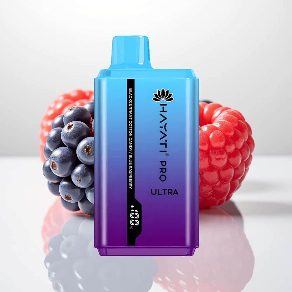 Hayati Pro Ultra 15000 Puffs Vape Disposable - Grosella Algodón de Azúcar Frambuesa Azul