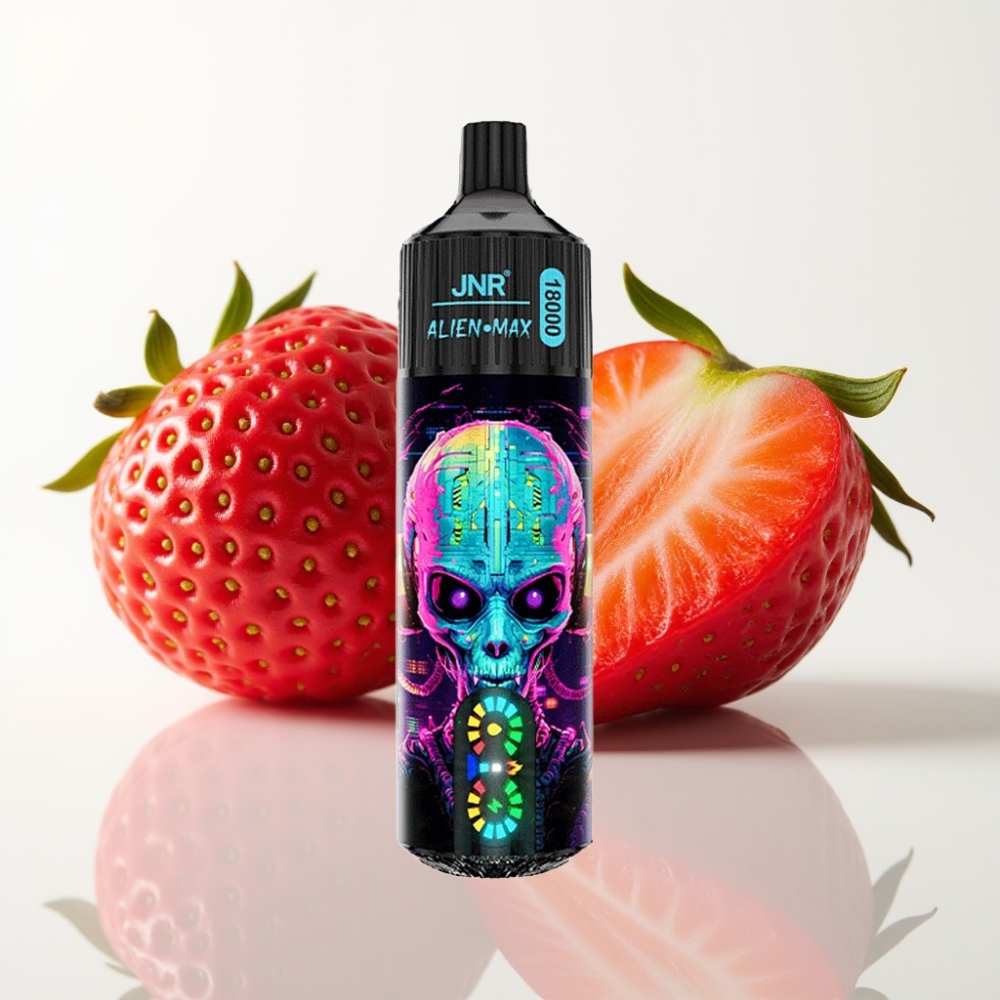 JNR Alien Max 18000 Puffs - Fresa Hubba Bubba, Pantalla LED, Doble Malla, Tipo-C