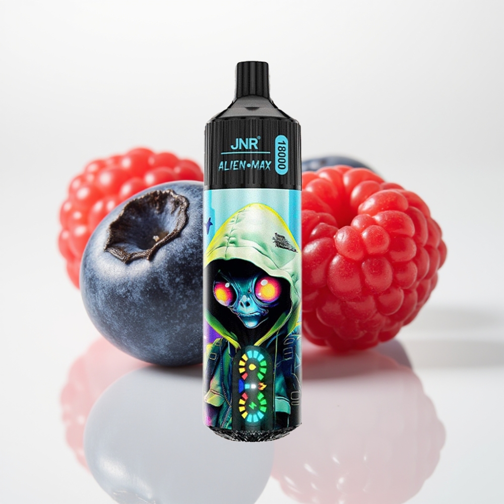 JNR Alien Max 18000 Puffs - Pantalla LED, Doble Malla, Arándano Frambuesa