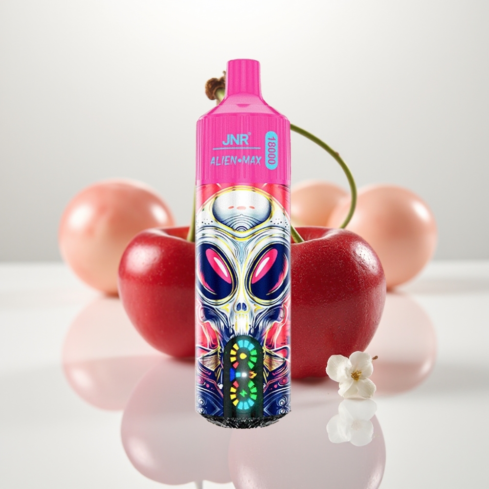 JNR Alien Max 18000 Puffs con Cereza y Baya, Pantalla LED, Doble Malla