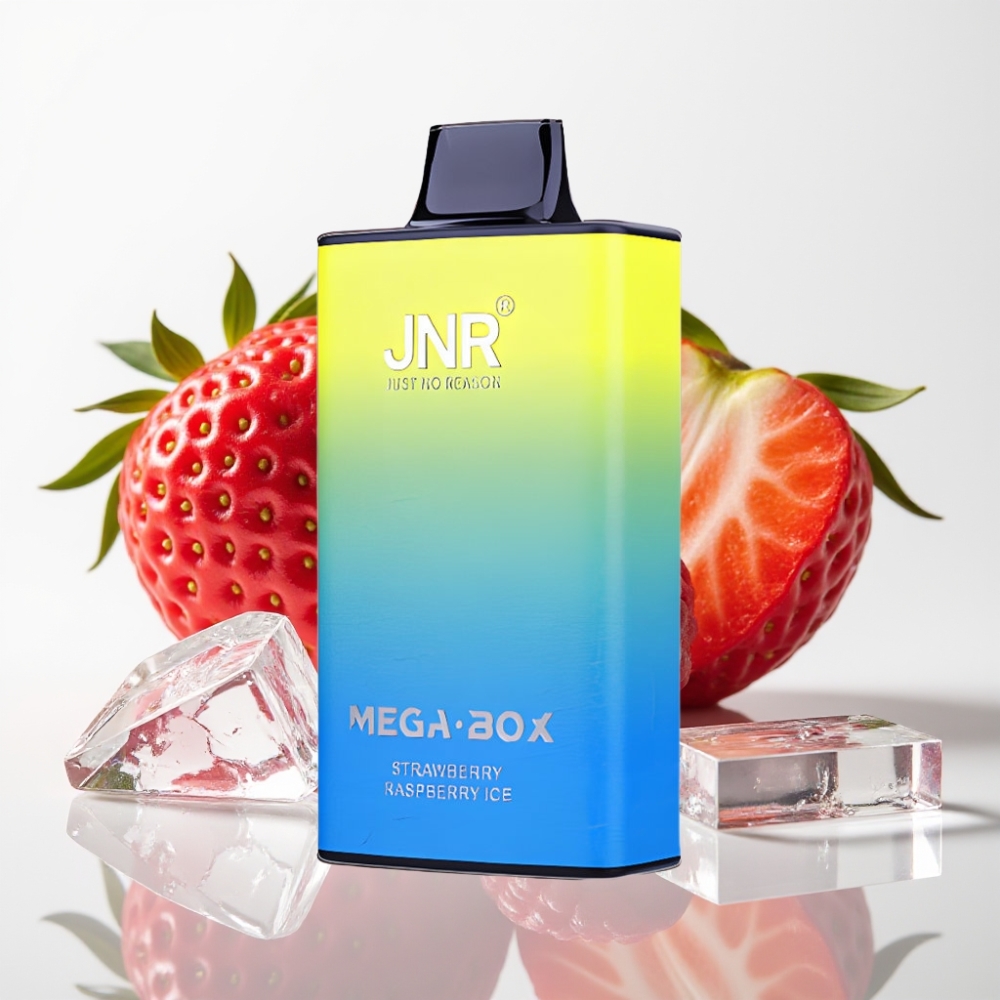 JNR Mega Box 25000 Puffs Vape Desechable Fresa Frambuesa Hielo – 30ml, Doble Bobina