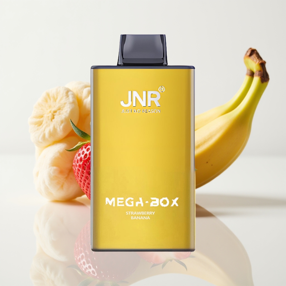 JNR Mega Box 25000 Puffs Vape Desechable Fresa Plátano – 30ml, Carga Rápida Type-C