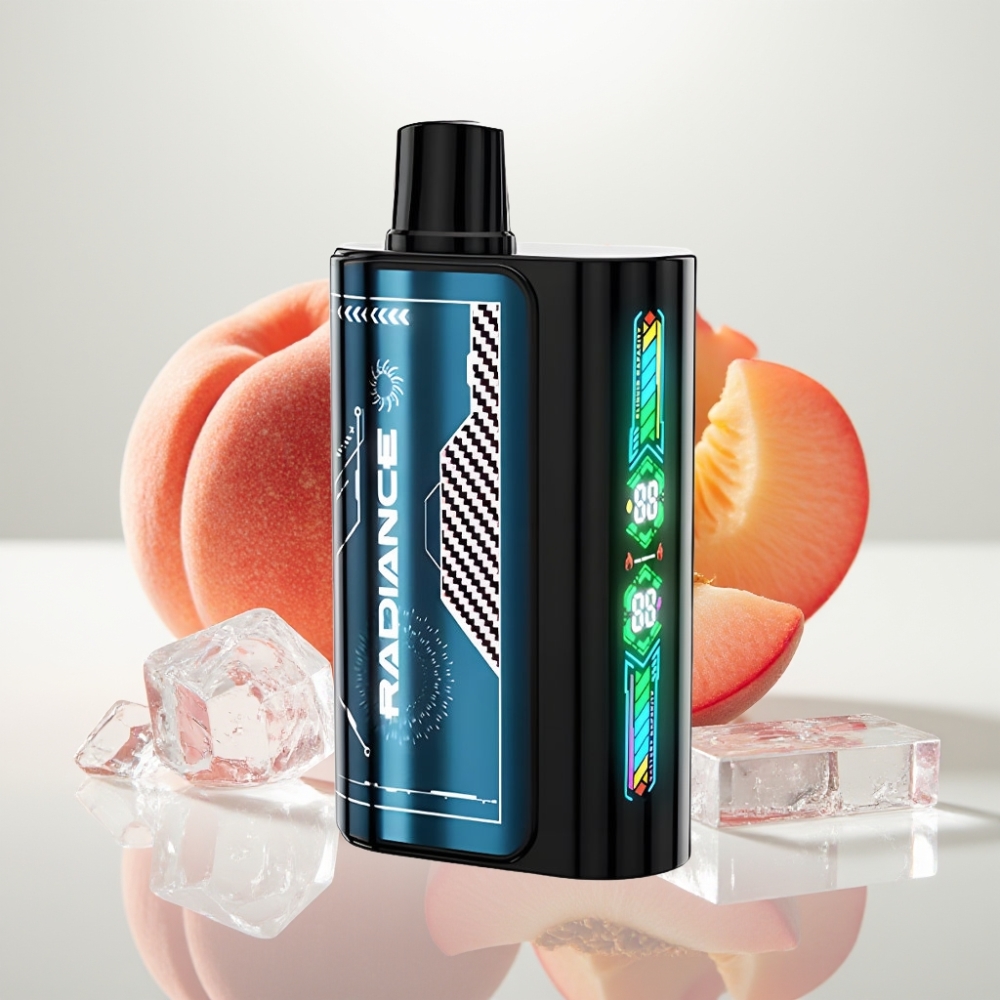 JNR Radiance 31000 Puffs Vape Desechable - Melocotón Helado de Verano, Pantalla Animada, Batería Recargable