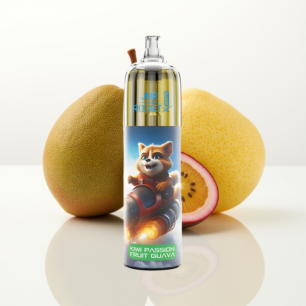 JNR Rocket-X 12400 Puffs Vape Desechable con Aire Ajustable y Sabor Kiwi Maracuyá Guayaba