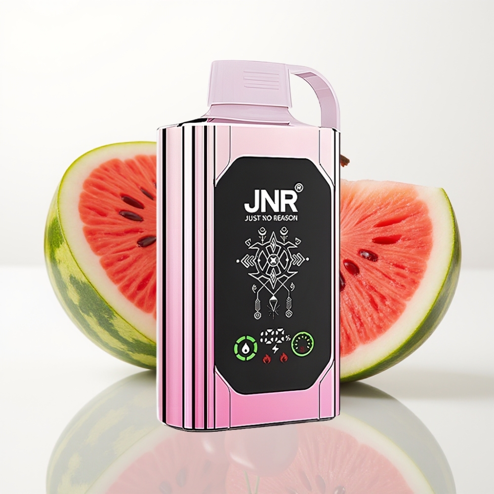 JNR Shisha Hookah Box 20500 Puffs - Cereza Sandía Helada, Pantalla HD, Carga Rápida Tipo-C