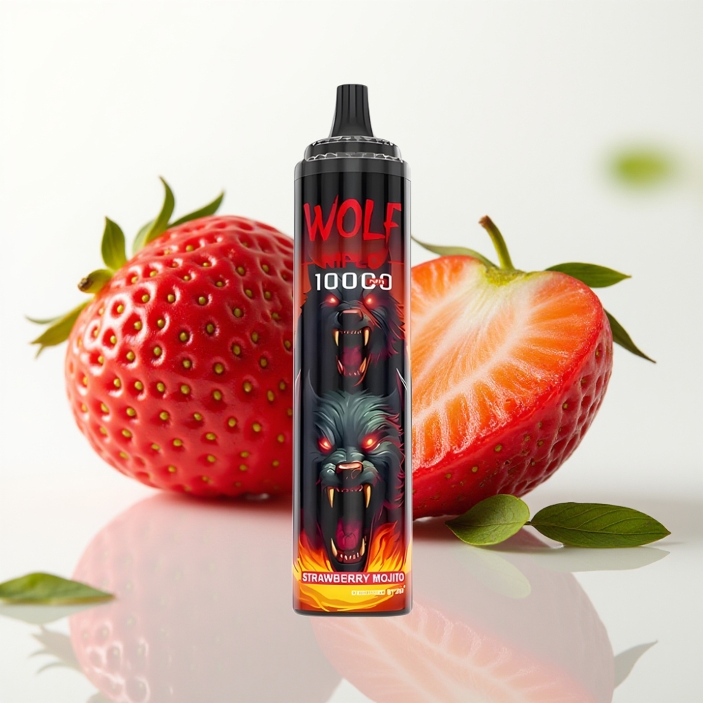 JNR Wolf Niplo 10000 Puffs 20ml Fresa Mojito 5% Mesh 1.0 Ohm Tipo-C