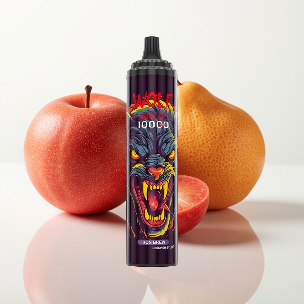JNR Wolf Niplo 10000 Puffs Vape Hierro Brew 20ml 5% Nic Tipo-C