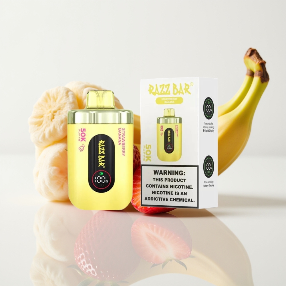 Razz Bar 50K Puffs Vape Desechable Fresa Banana Recargable Tipo-C