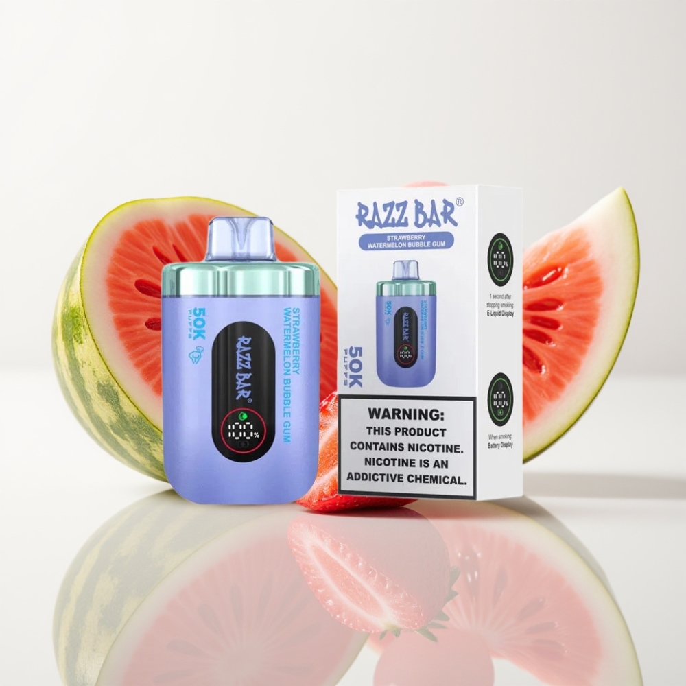 Razz Bar 50K Puffs Vape Desechable Fresa Sandía Chicle con Batería Recargable