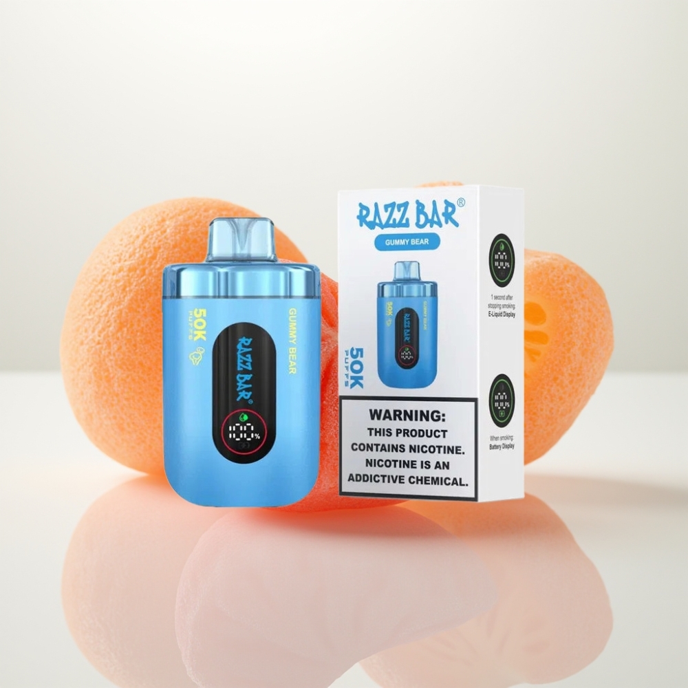 Razz Bar 50K Puffs Vape Desechable con Sabor a Osito de Goma y 2% Nicotina