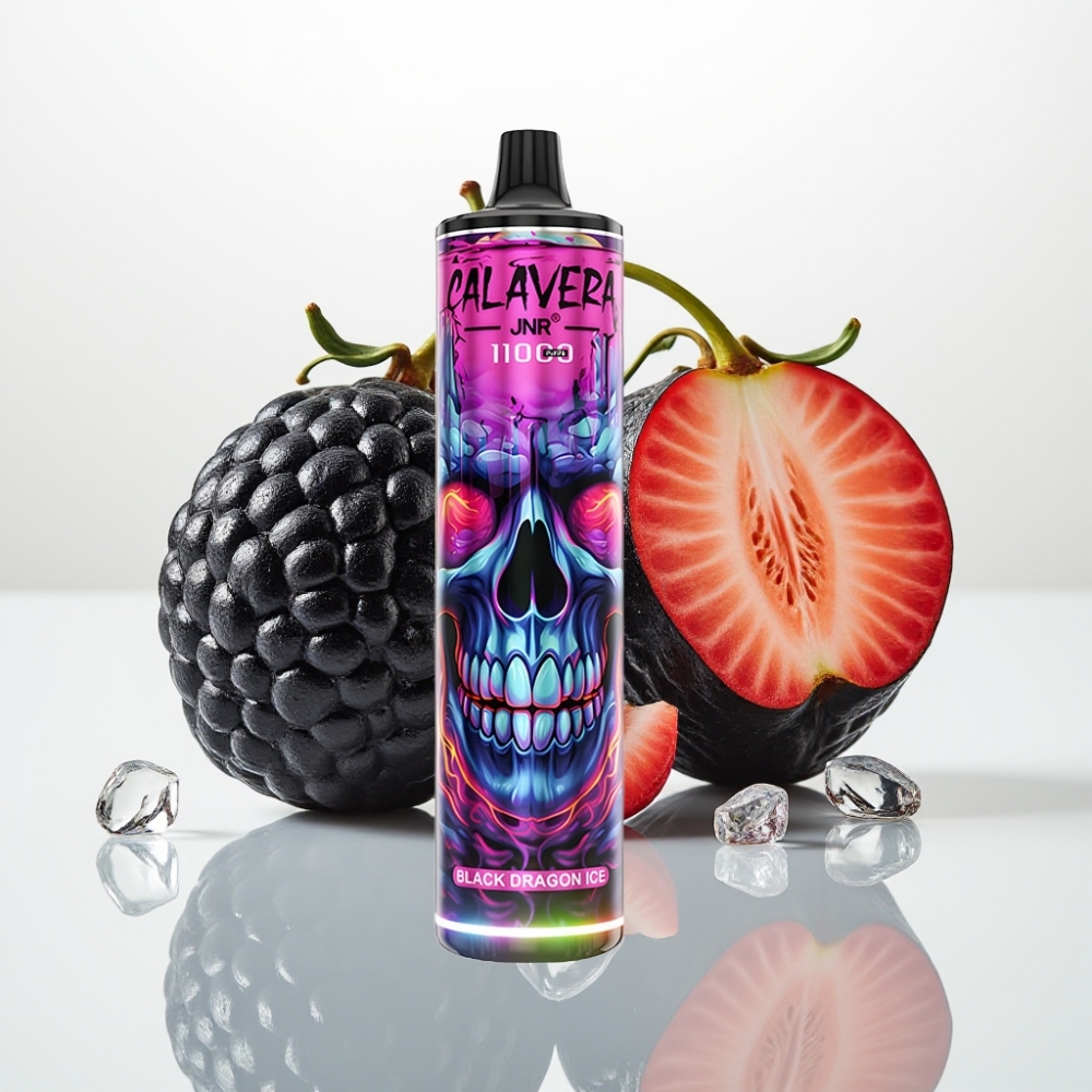 JNR Calavera 11000 Puffs Vape Desechable Tipo-C Dragón Negro Helado 21ml