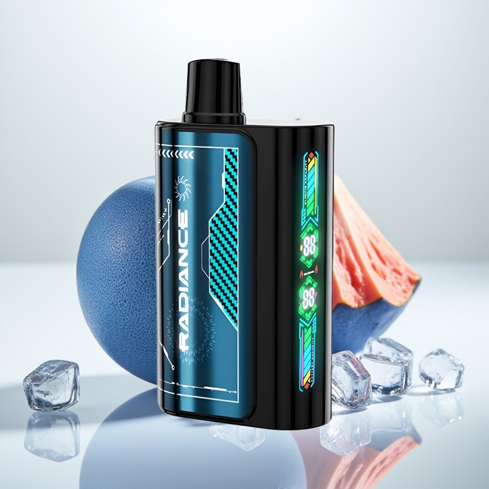 JNR Radiance 31000 Puffs Vape Recargable con Sabor FRAMBUESA AZUL HELADA Pantalla Animada y Doble Bobina Mesh