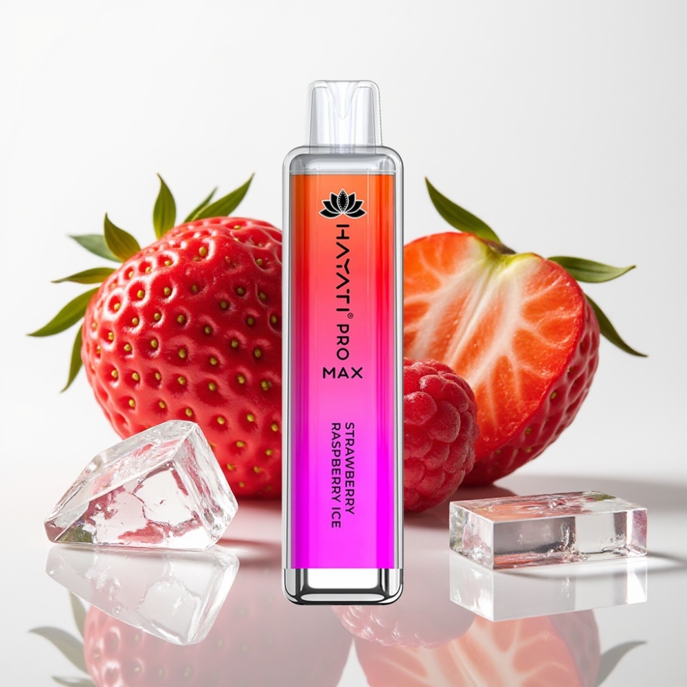 Hayati Pro Max 4000 Puffs Vape Desechable Fresa Frambuesa Hielo Recargable