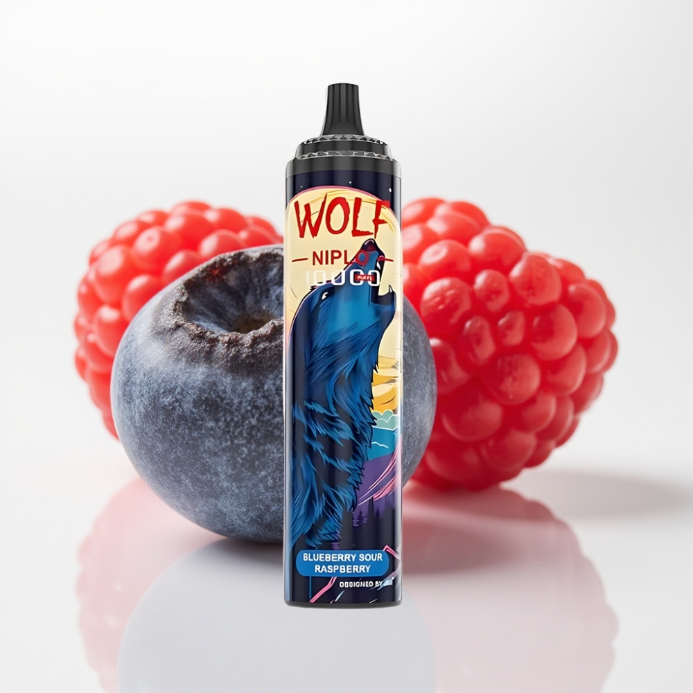 JNR Wolf Niplo 10000 Puffs Vape Disposable Arándano Frambuesa Ácida 20ml Tipo-C