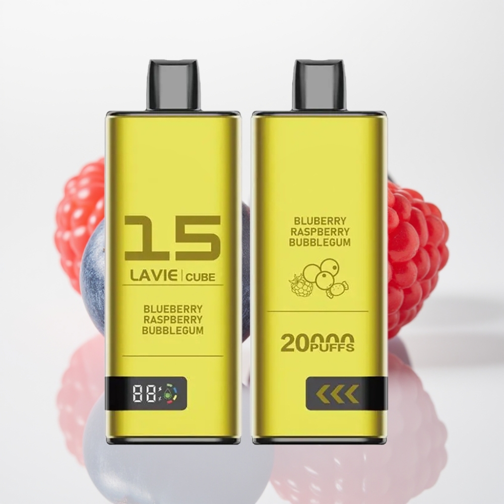 Lavie Cube 20000 Puffs Vape Desechable con Sabor a Arándano Frambuesa Chicle