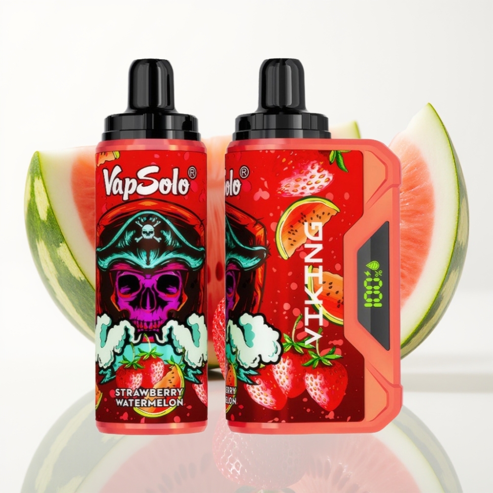 VapSolo VIKING 12000 Puffs Vape Desechable Fresa Sandía con Pantalla LED y Tipo-C