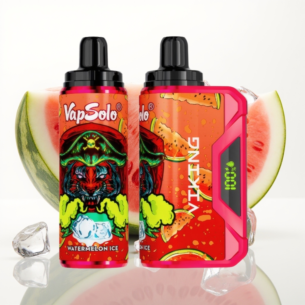 VapSolo VIKING 12000 Puffs Vape Desechable Sabor Sandía Ice con Pantalla LED y Tipo-C